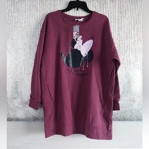 Disney Purple Minnie Mouse Long Line Top With Pockets